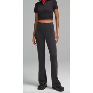 Lululemon Softstream Flared Ribbed Pants Womens 4 Gray Yoga Workout Travel Gym